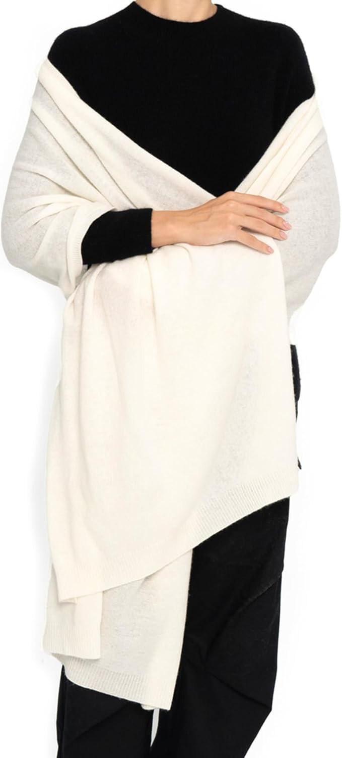 Women's Cashmere Wool Oversized Shawl Wrap, Solid Color Pashmina Ultra Soft Stole Scarf for Women... | Amazon (US)