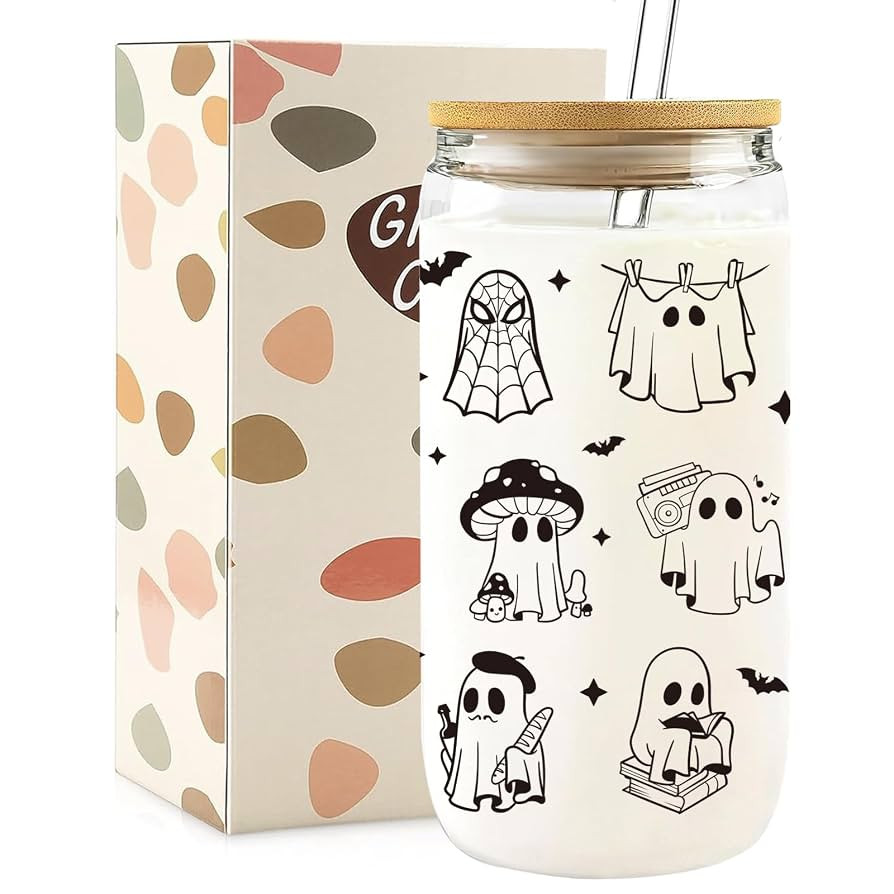 Halloween Gifts for Women, Halloween Cups Tumbler Glasses Drinking, Boo Basket Stuffers Stuff, Sp... | Amazon (US)