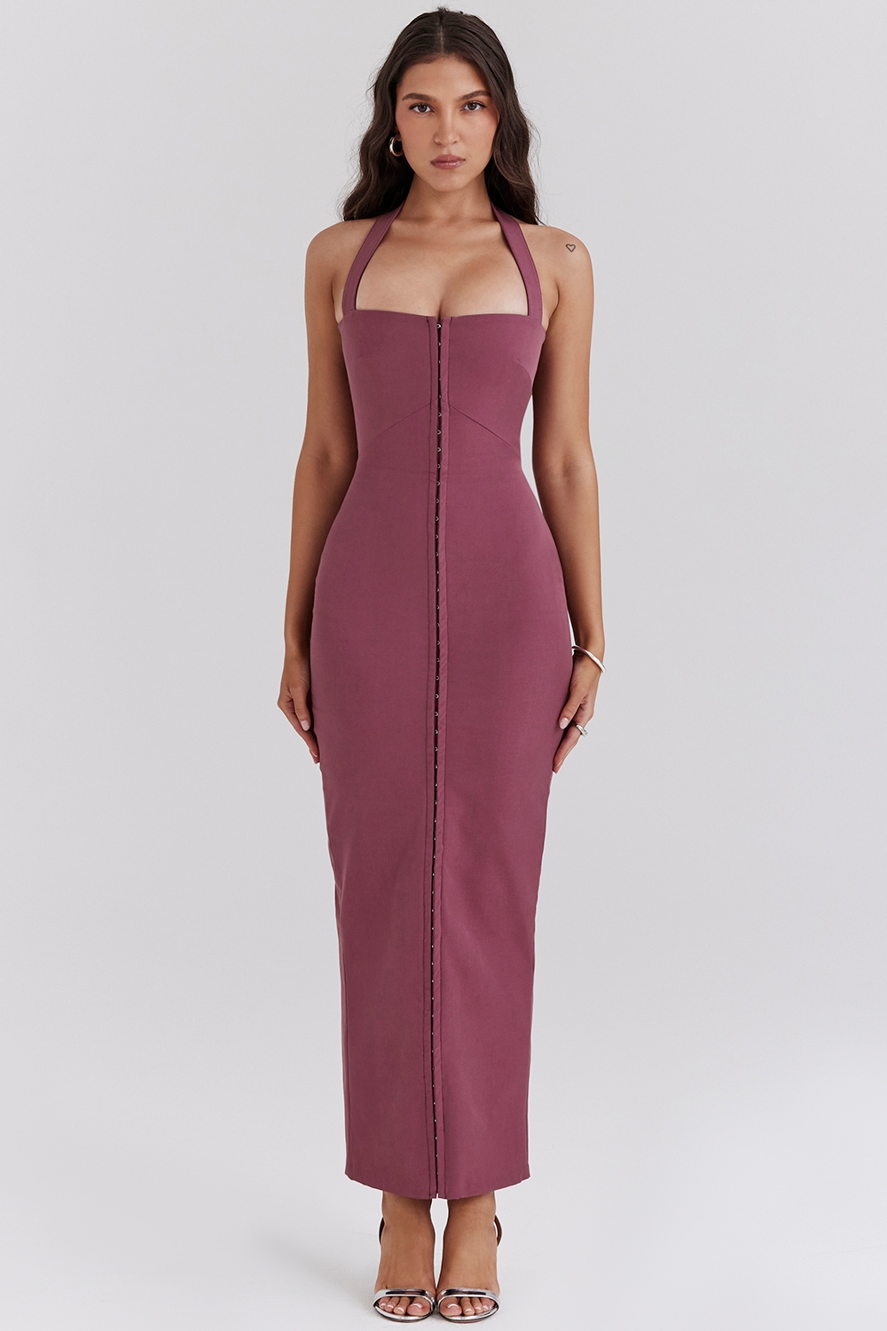 mulberry twill halter maxi dress | House of CB