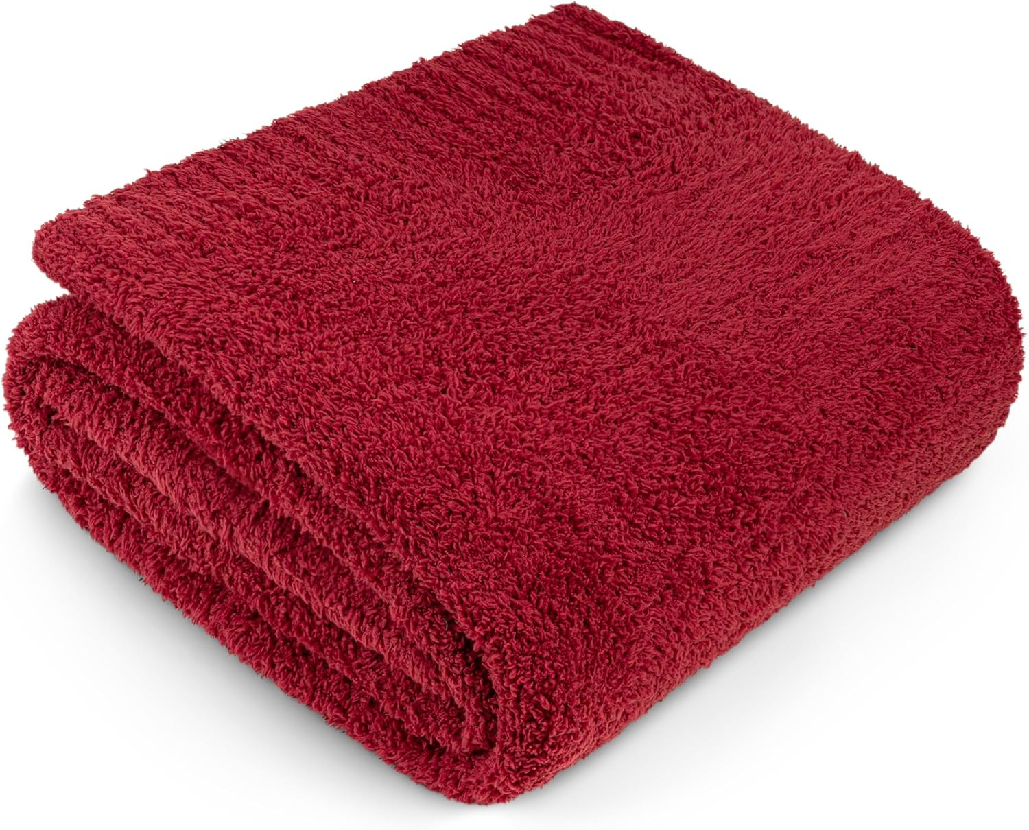PAVILIA Super Soft Throw Blanket for Couch, Fluffy Cozy Lightweight Maroon Blanket, Fuzzy Warm Kn... | Amazon (US)