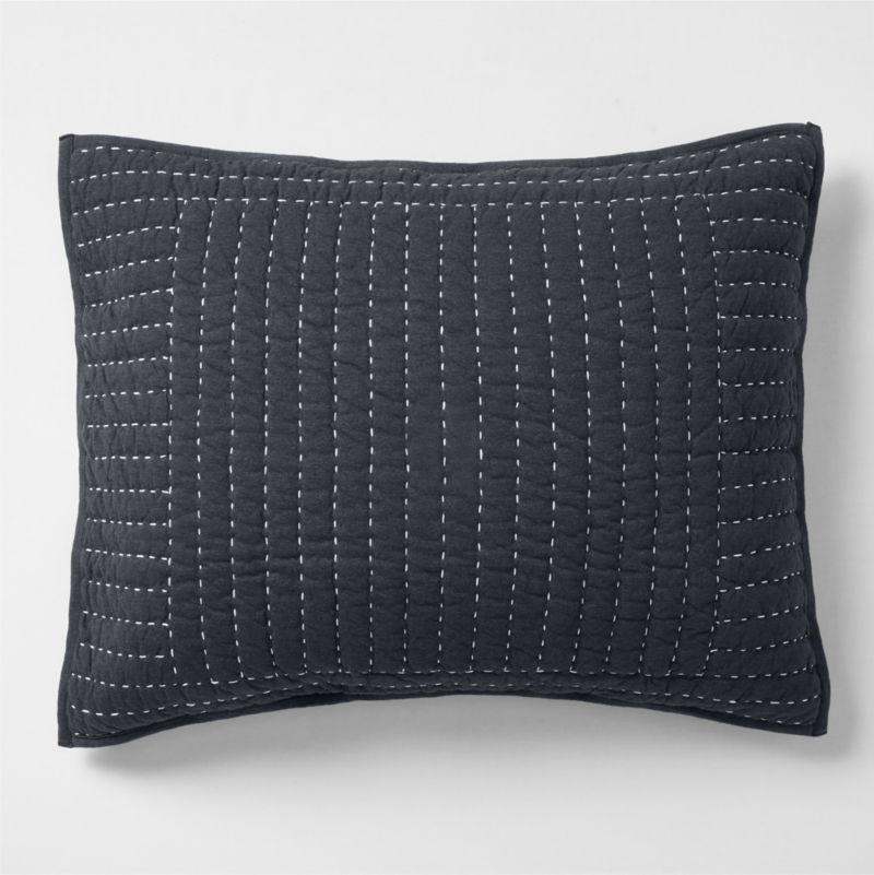 Cozysoft Organic Jersey Midnight Navy Standard Quilted Bed Pillow Sham + Reviews | Crate & Barrel | Crate & Barrel
