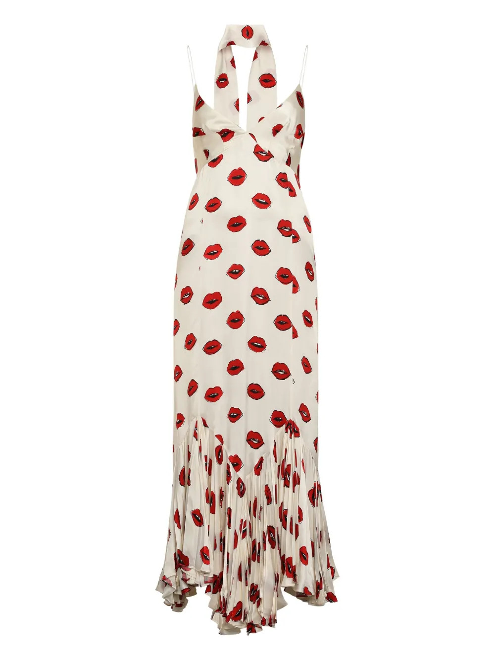 KHAITE lip-print Pleated Maxi Dress | White | FARFETCH | Farfetch Global