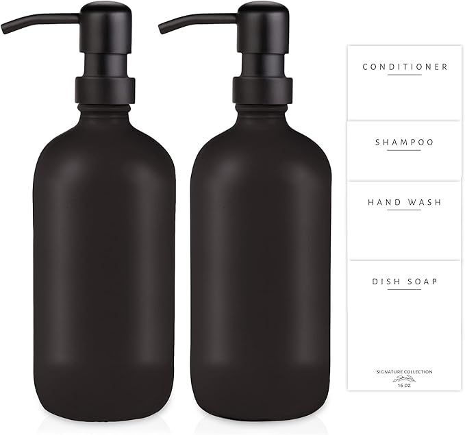 Emerson Essentials Thick Glass Soap Bottle Dispensers, 2 Pack, Hand Set for Bathroom Kitchen Sink... | Amazon (US)