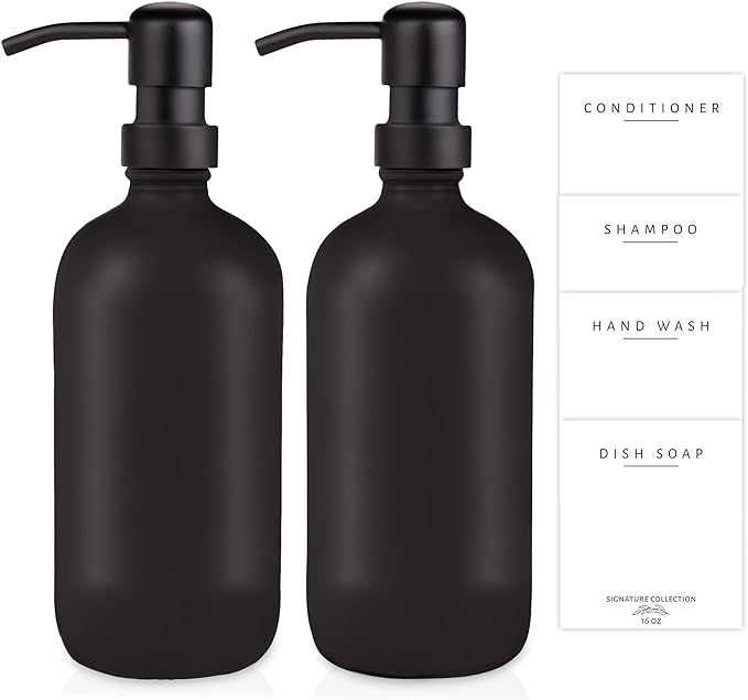 Emerson Essentials Thick Glass Soap Bottle Dispensers, 2 Pack, Hand Set for Bathroom Kitchen Sink... | Amazon (US)
