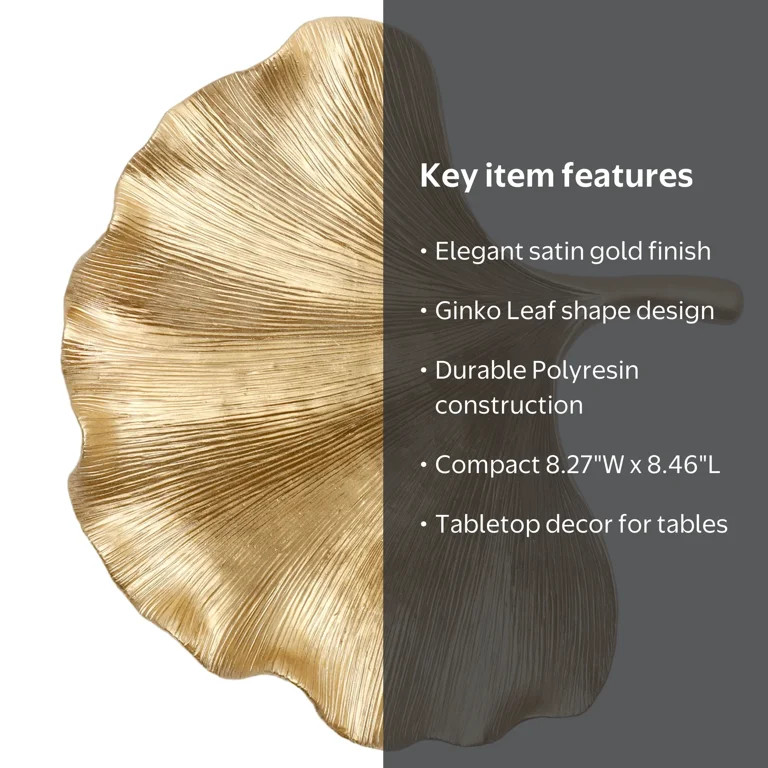 Home Decor Collection Sterling & Noble Home Leaf Shaped Gold Indoor Tabletop Trinket Tray | Walmart (US)