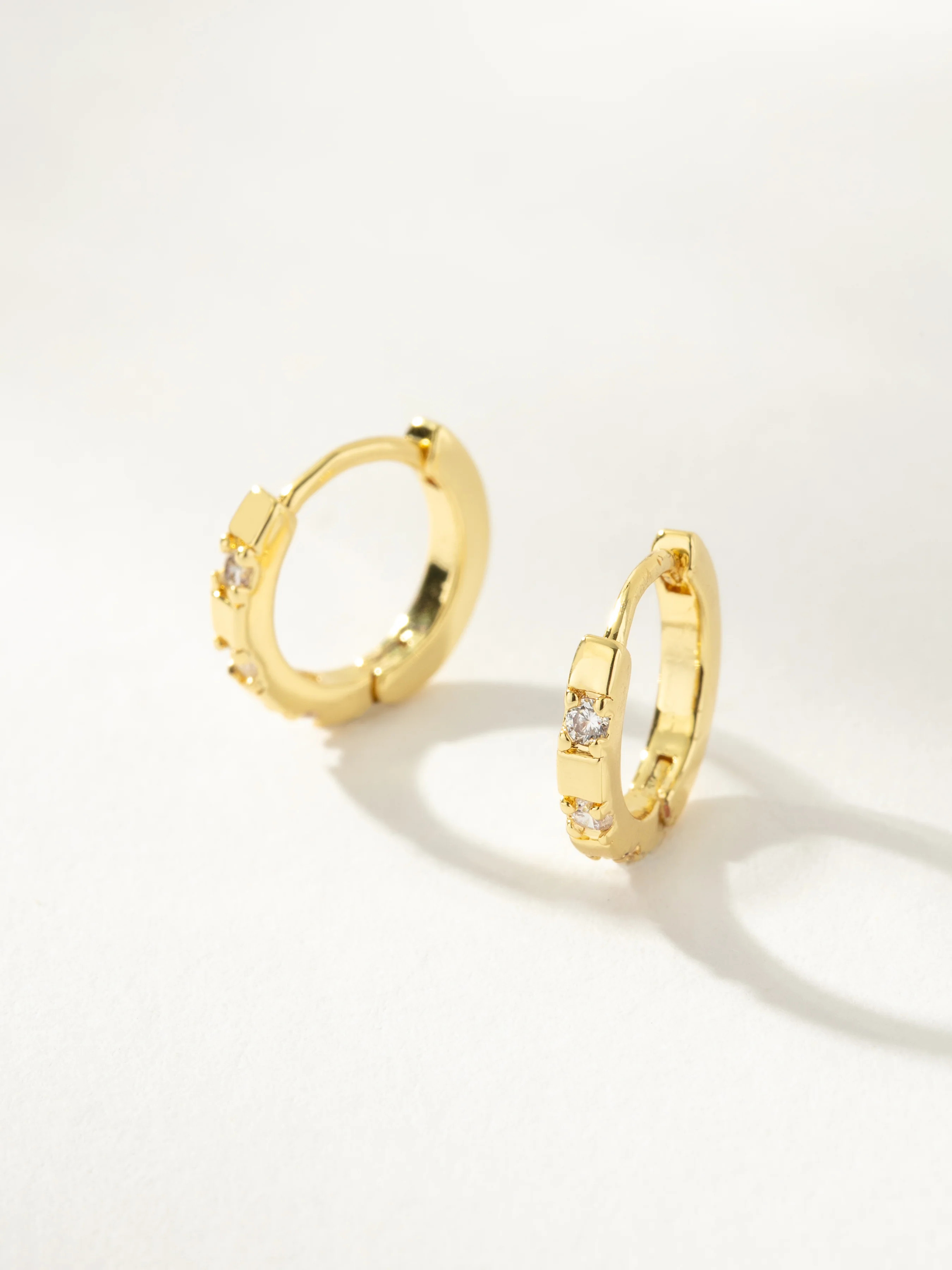 Runway Patterned Gem Huggie Earrings In Gold | Uncommon James | Uncommon James
