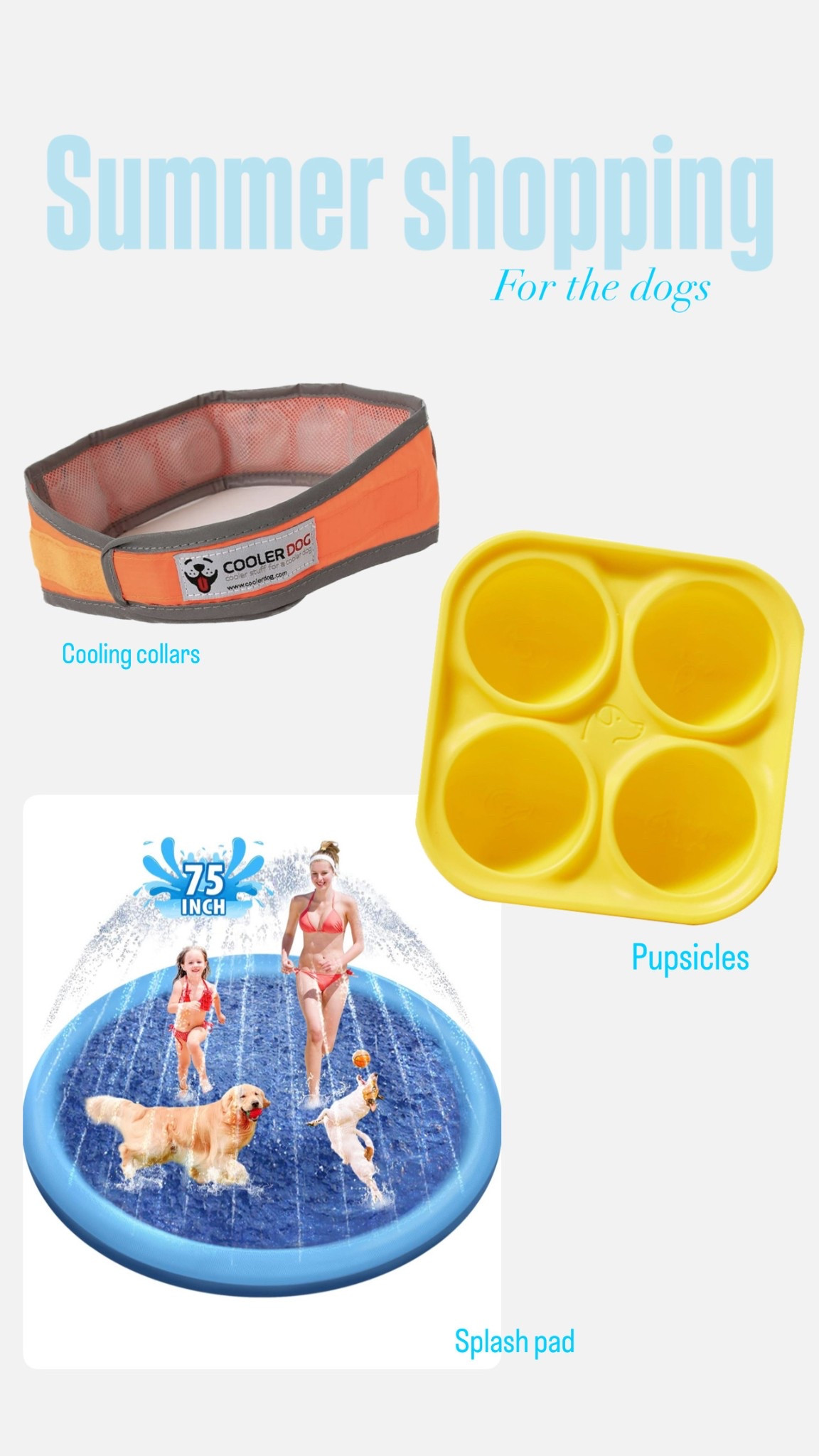 So hard to keep our dogs active in this summer heat, so we are pulling out all the stops! Splash pad is a hit, they LOVE bone broth pupsicle with hidden treats, and these cooling collars are a 10/10!

#LTKFindsUnder50 #LTKPets #LTKSummerEdit