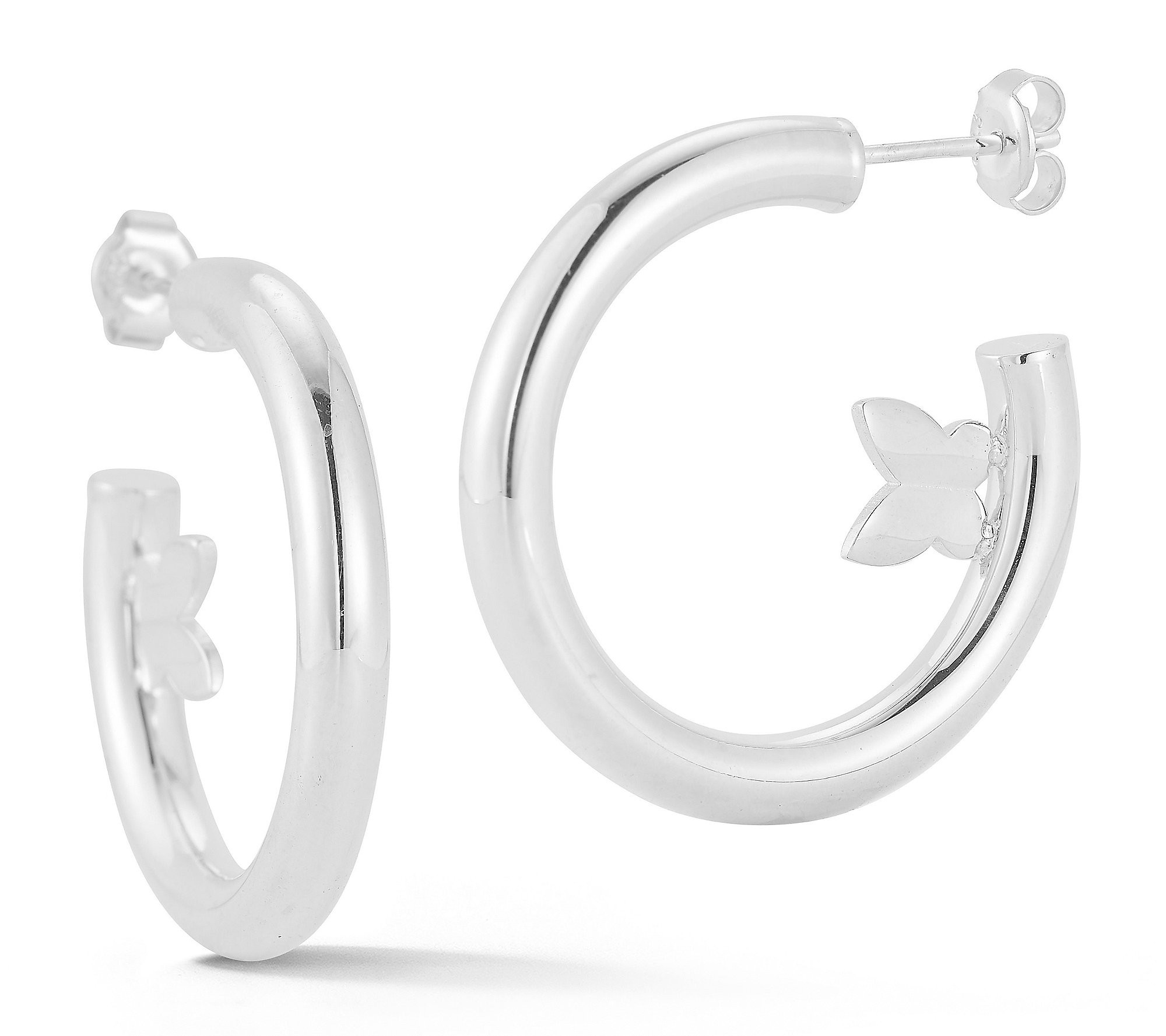 Sterlina Silver Butterfly Hoop Earrings, Sterli ng | QVC
