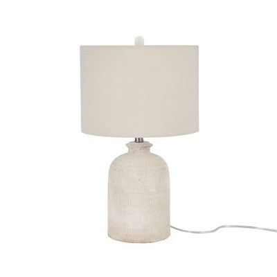 24" White Textured Terracotta Table Lamp - Nourison | Target