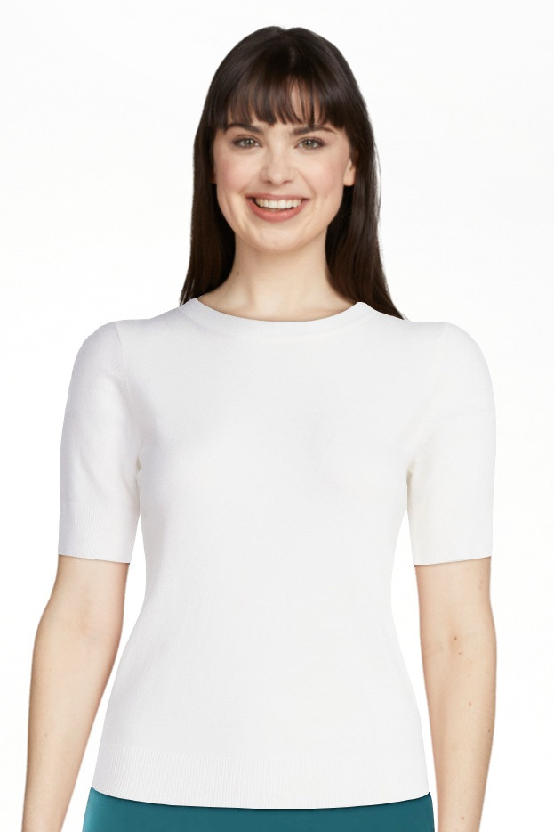 Free Assembly Women's and Women's Plus Cozy Yarn Shrunken Sweater Tee with Short Sleeves, Solid &... | Walmart (US)