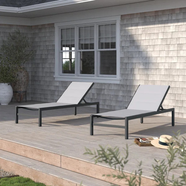 Gerber 77" Long Aluminum Reclining Chaise Lounge Set | Wayfair North America