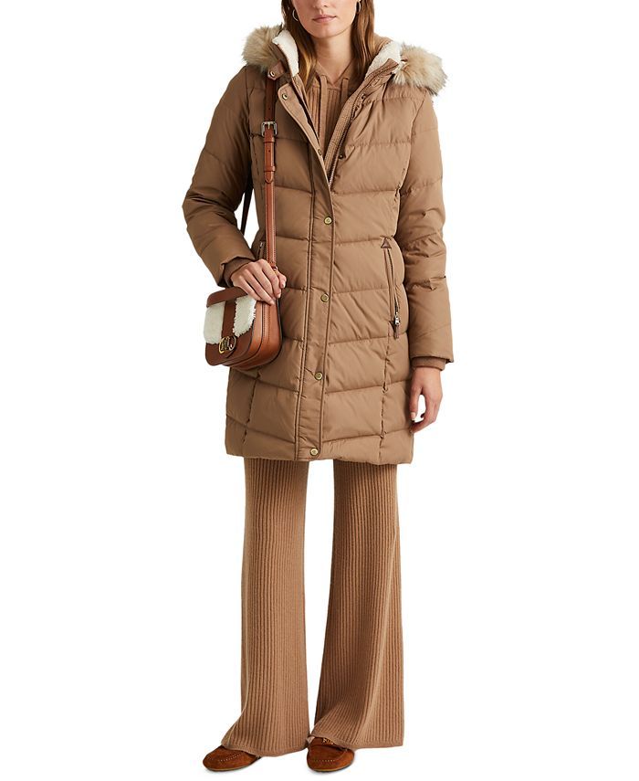Lauren Ralph Lauren Faux-Fur-Trim Hooded Down Puffer Coat, Created for Macy's & Reviews - Coats &... | Macys (US)