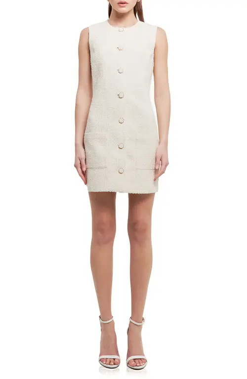 Endless Rose Sleeveless Tweed Minidress in Ivory at Nordstrom, Size Small | Nordstrom