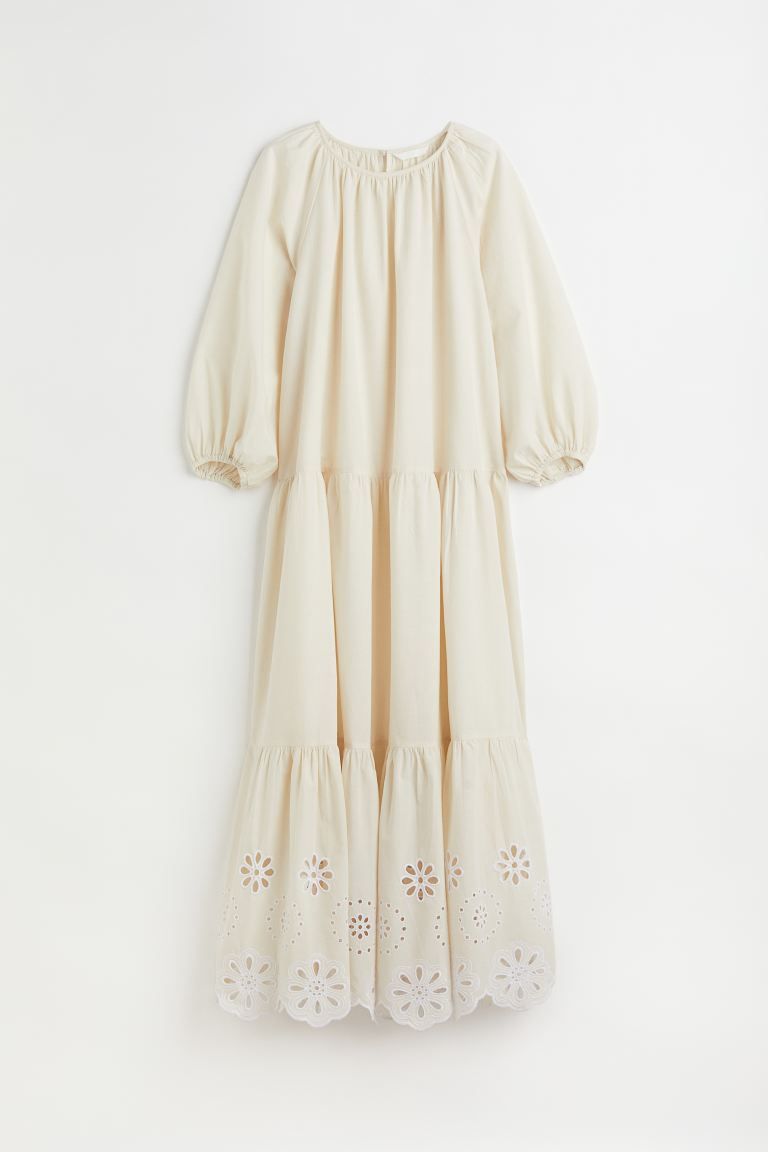 Relaxed-fit, long dress in woven cotton fabric. Opening at back of neck with concealed button, 3/... | H&M (US)