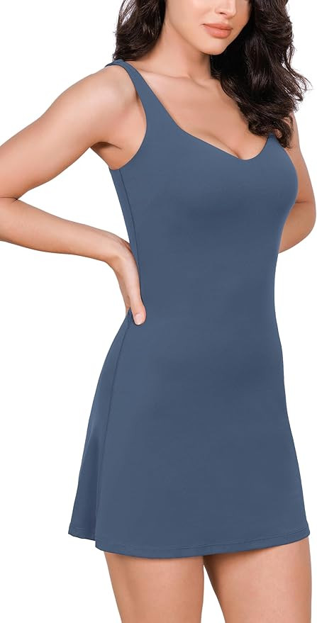 ODODOS Women's Cloud Feeling Tank Dress with Separate Shorts and Built in Bra U Back Mini Tennis ... | Amazon (US)