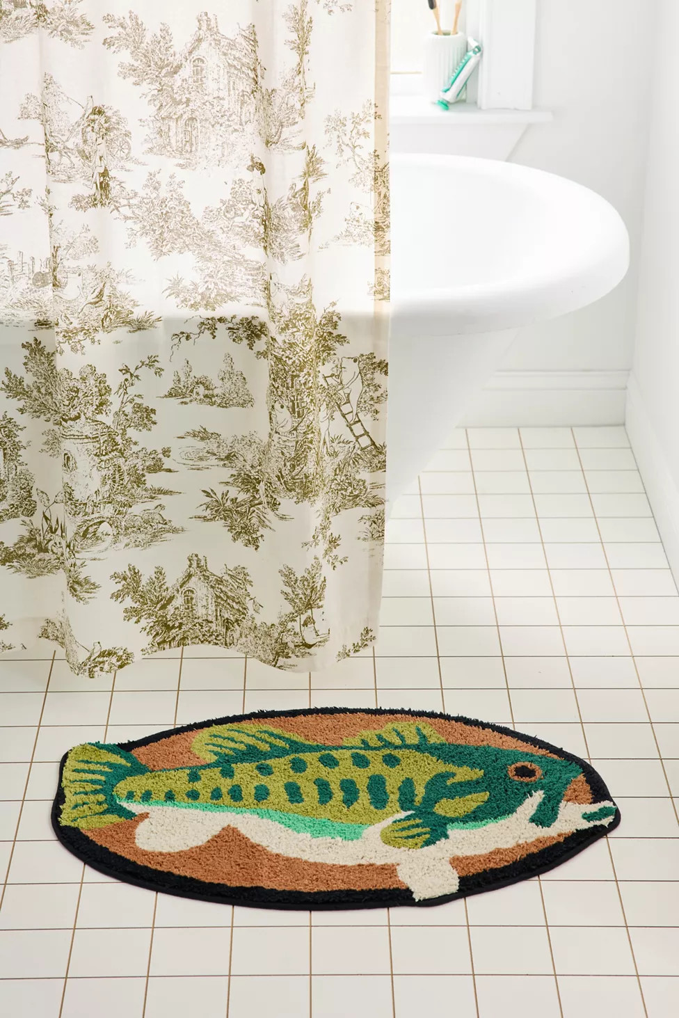 Bass Plaque Oval Tufted Bath Mat | Urban Outfitters (US and RoW)