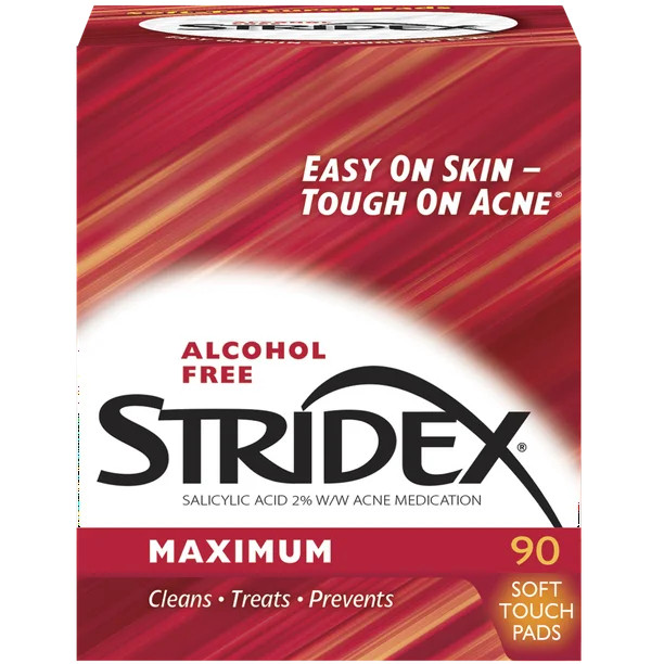 Stridex Medicated Acne Treatment Pads, Maximum Strength 2.0% Salicylic Acid, 90 Ct - Walmart.com | Walmart (US)
