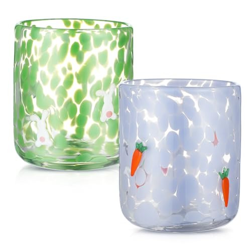 SiliFine Icon Juice Glasses, 14oz Stemless Wine Drinking Juice Glass Cup for Valentine Party Supplies Gift(2 Pcs,Easter) | Amazon (US)