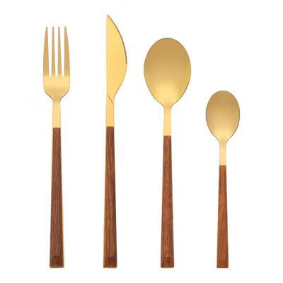 REGALWOVEN Stainless Steel Mirror Polished Flatware Silverware Set 4 Piece Gold | Target