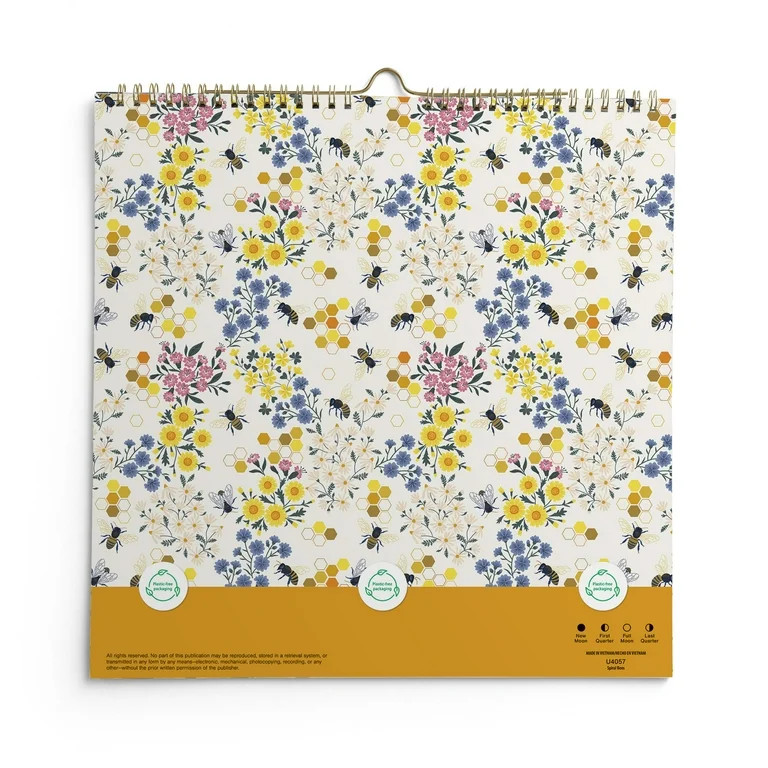 Pen+Gear Monthly Spiral Calendar (12"x12") Bees 12 Month Jan 2026-Dec 2026 | Walmart (US)