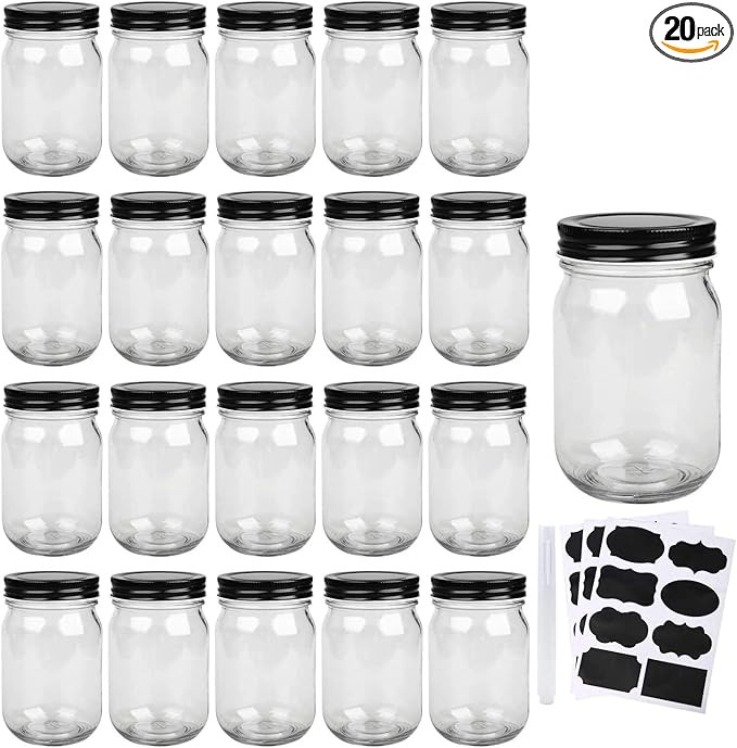 QAPPDA Mason Jars,Glass Jars With Lids 12 oz,Canning Jars For Pickles And Kitchen Storage,Wide Mo... | Amazon (US)