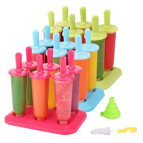 BAKHUK Popsicle Molds 3 Sets Ice Pop Molds Ice Pop Maker with Funnel and Brush, 3 Colors, Reusable Easy Release Ice Pop Maker, Popsicle Mould, Silicone Frozen Ice Popsicle Maker | Amazon (US)