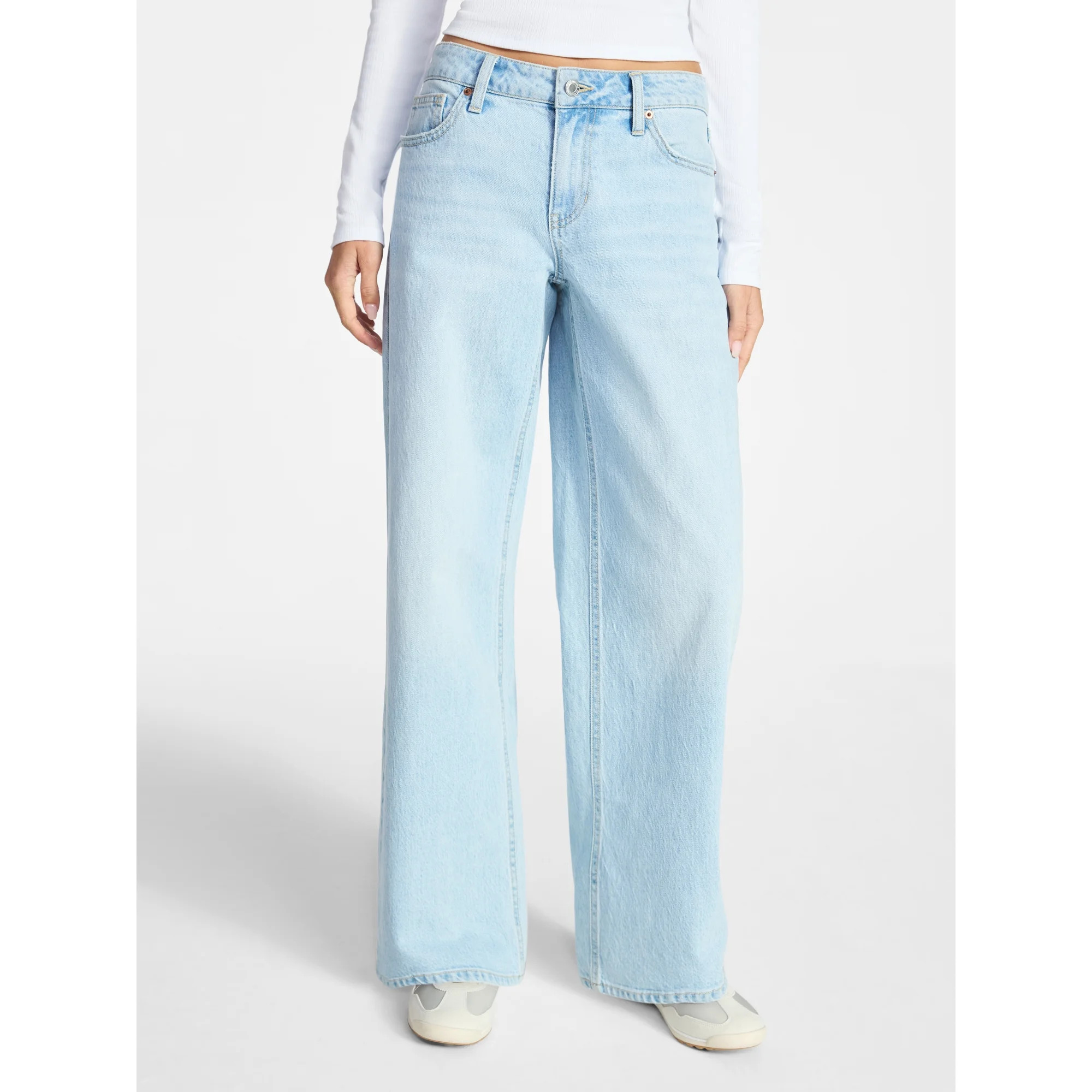 No Boundaries Mid-Rise Baggy Jeans, 31" Inseam, Women's 00-20 | Walmart (US)