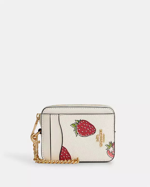 Zip Card Case With Strawberry Print | Coach Outlet US