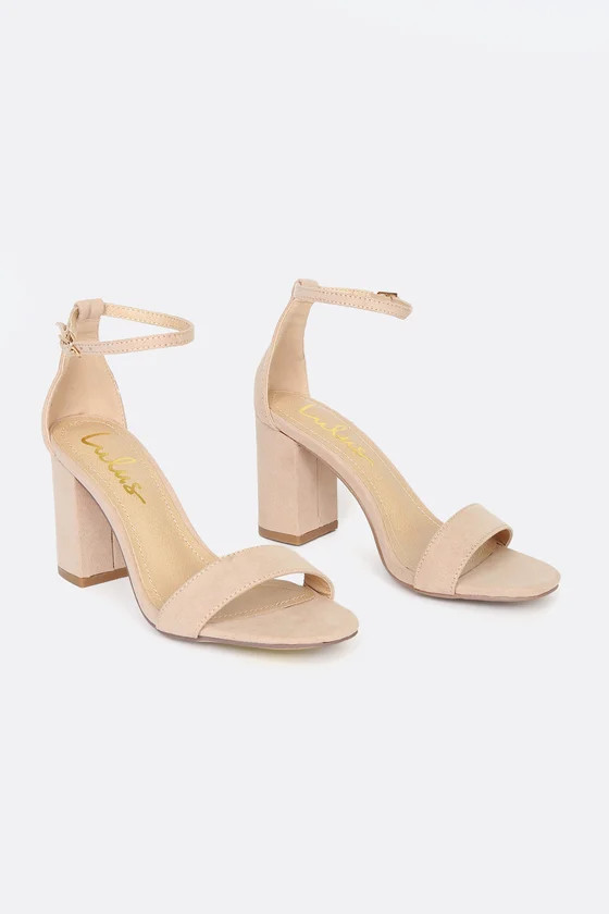 Arylee Light Nude Suede Ankle Strap Heels | Lulus (US)