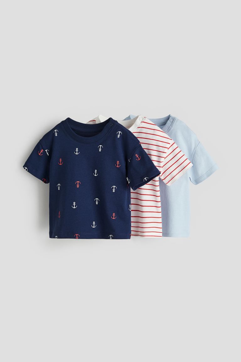 3-pack T-shirts - Dark blue/anchors - Kids | H&M US | H&M (US + CA)