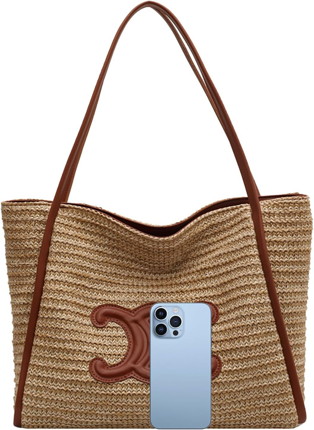 Women's Beach Bag Straw Boho Bag Woven Shoulder Bag Large Totes Travel Beach Handbag Purse - Walm... | Walmart (US)