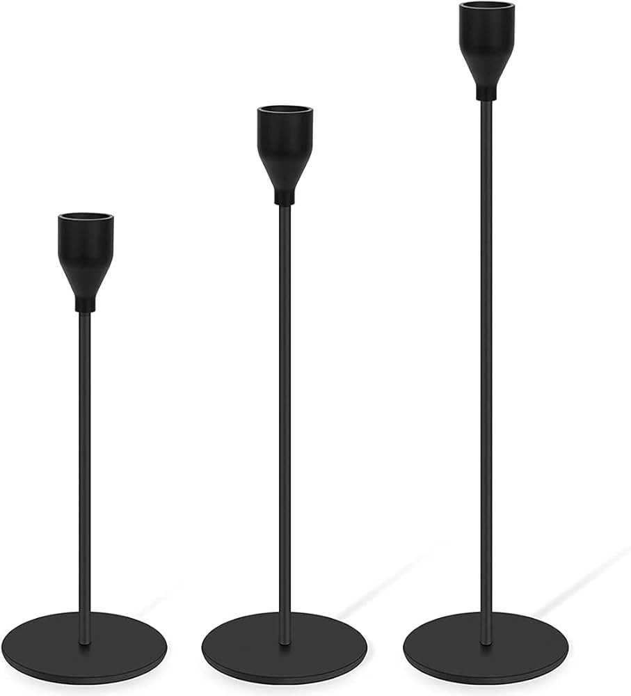 Amazon.com: H-Tesco Set of 3 Matte Black Candle Holders for Taper Candles, Modern Decorative Cand... | Amazon (US)
