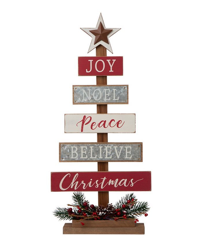 Glitzhome Wooden Sign Table Tree decor & Reviews - Shop All Holiday - Home - Macy's | Macys (US)