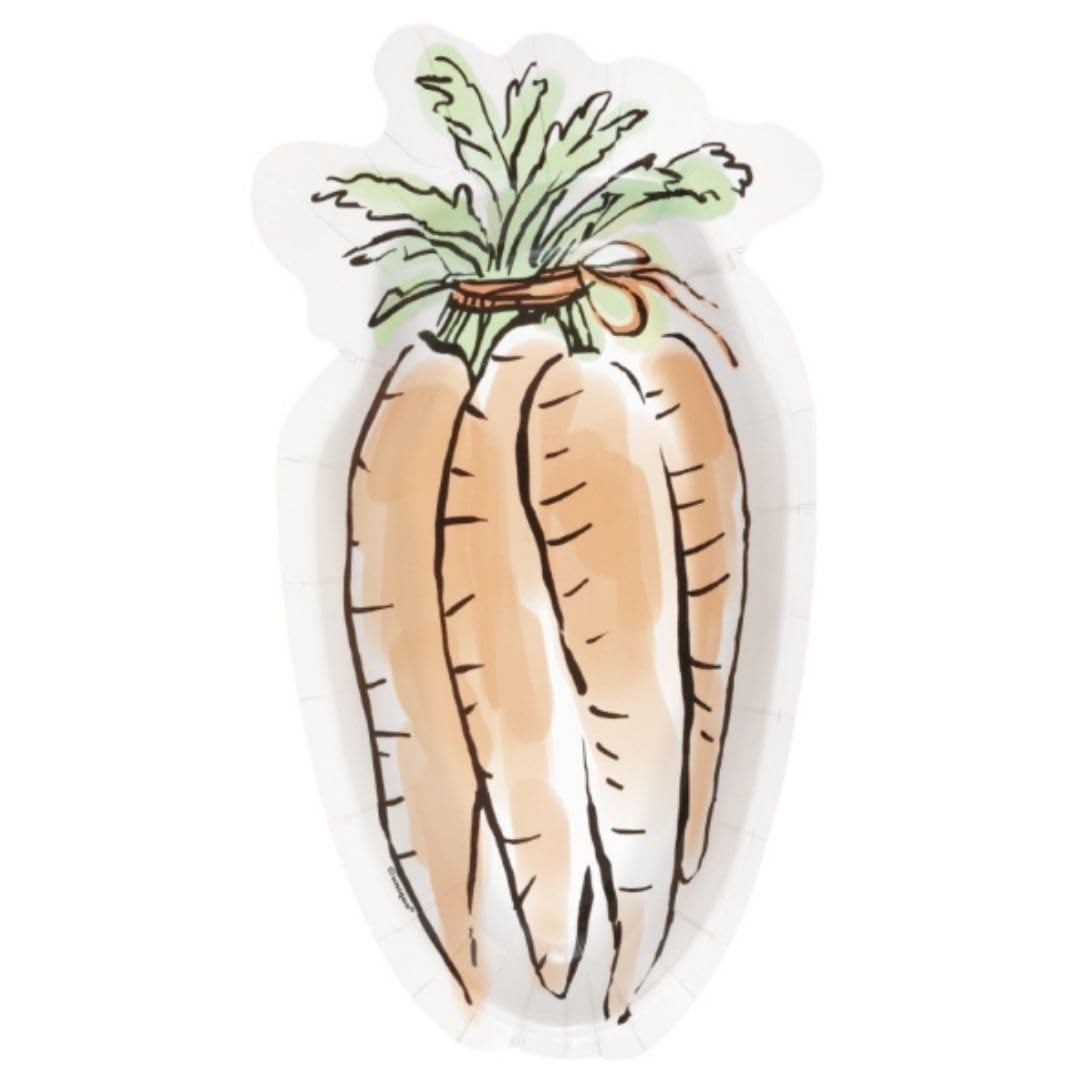 Unique Dainty Easter Carrot-Shaped Appetizer Paper Plates - 4.88" x 9.75" (Pack of 8) - Perfect f... | Amazon (US)