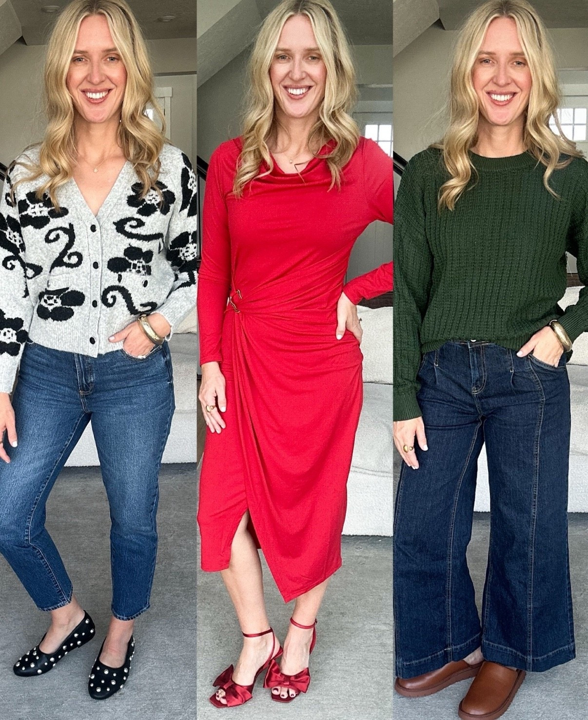 Quick Walmart holiday unboxing 🎁✨ New arrivals you’re going to LOVE!

Sizing:
• Cardigan – wearing a medium
• Jeans – run true to size (I’m wearing my usual size 6)
• Faux wrap holiday dress – wearing a medium
• Stitched sweater – wearing a large

#WalmartFashion #WalmartFinds #HolidayOutfits #HolidayStyle #AffordableFashion #LTKFinds #LTKSale #LTKUnder50 #TryOnHaul #WalmartStyle