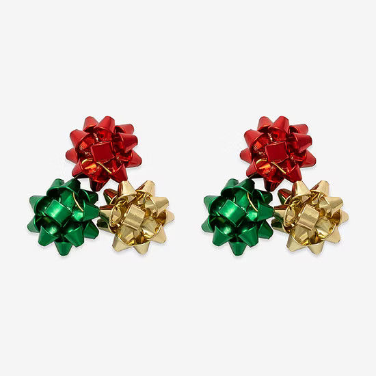Mixit Christmas Bow Cluster Stainless Steel 24.8mm Stud Earrings | JCPenney