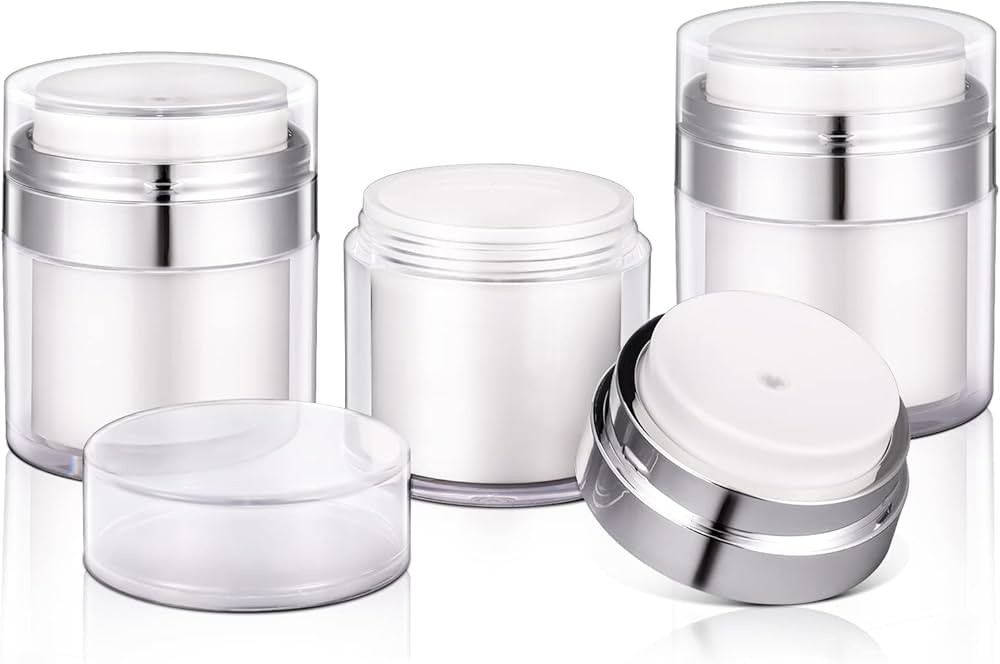 UMETASS 3-pcs 1oz Airless Pump Jar, Refillable Cream Jar Vacuum Bottle Travel Size Empty Containe... | Amazon (US)
