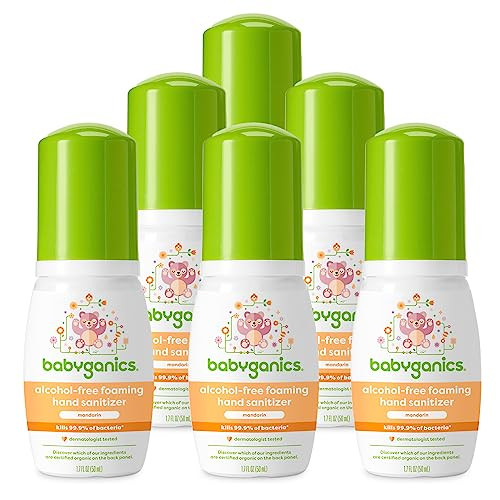 Babyganics Foaming Pump Hand Sanitizer, Alcohol Free, Travel Size, Mandarin, Kills 99.9% of Common Bacteria, Moisturizing, 1.69 Fl Oz (Pack of 6) | Amazon (US)