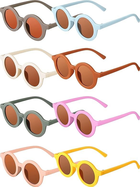 Amazon.com: 8 Pairs Kids Sunglasses Round Retro Sunglasses Toddler Baby Sunglasses, Age 3-10 (Ele... | Amazon (US)