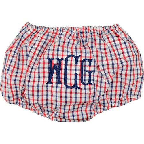 Navy And Red Windowpane Swim Bloomer | Cecil and Lou