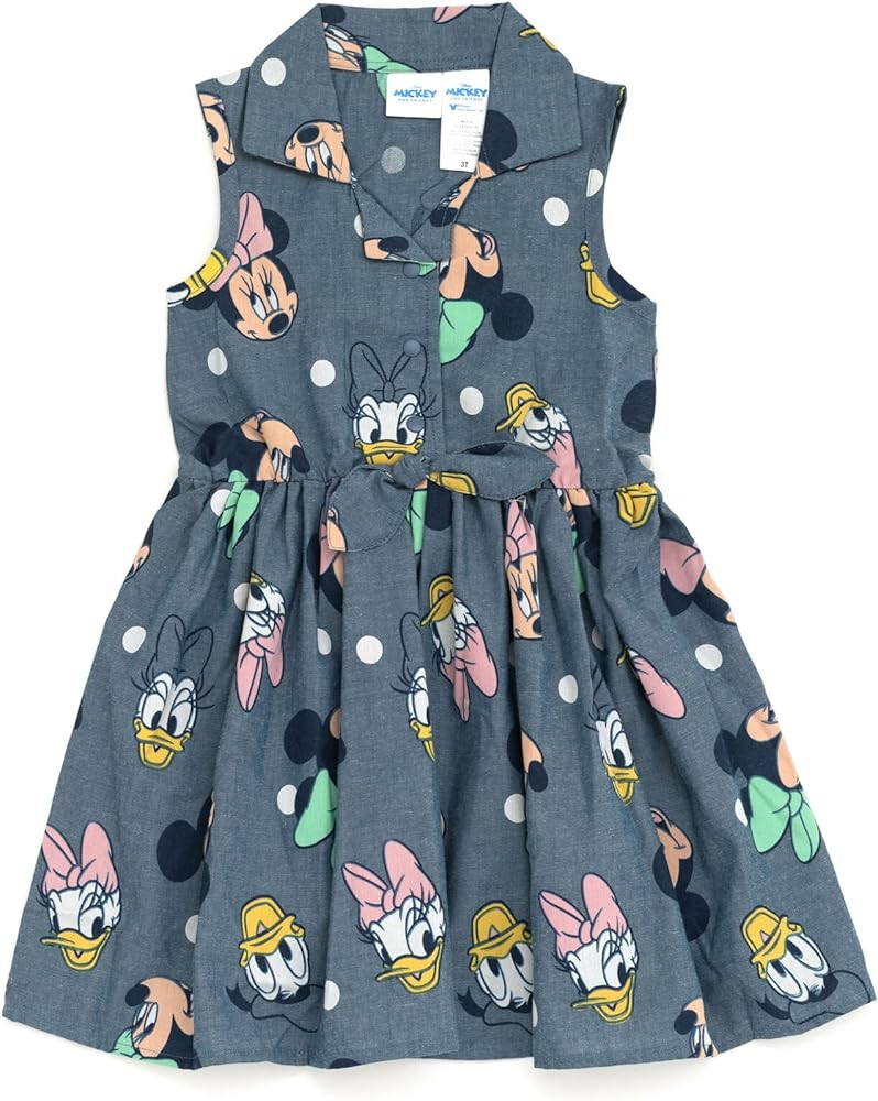 Disney Floral Chambray Skater Dress Newborn to Big Kid Sizes (0-3 Months - 14-16) | Amazon (US)