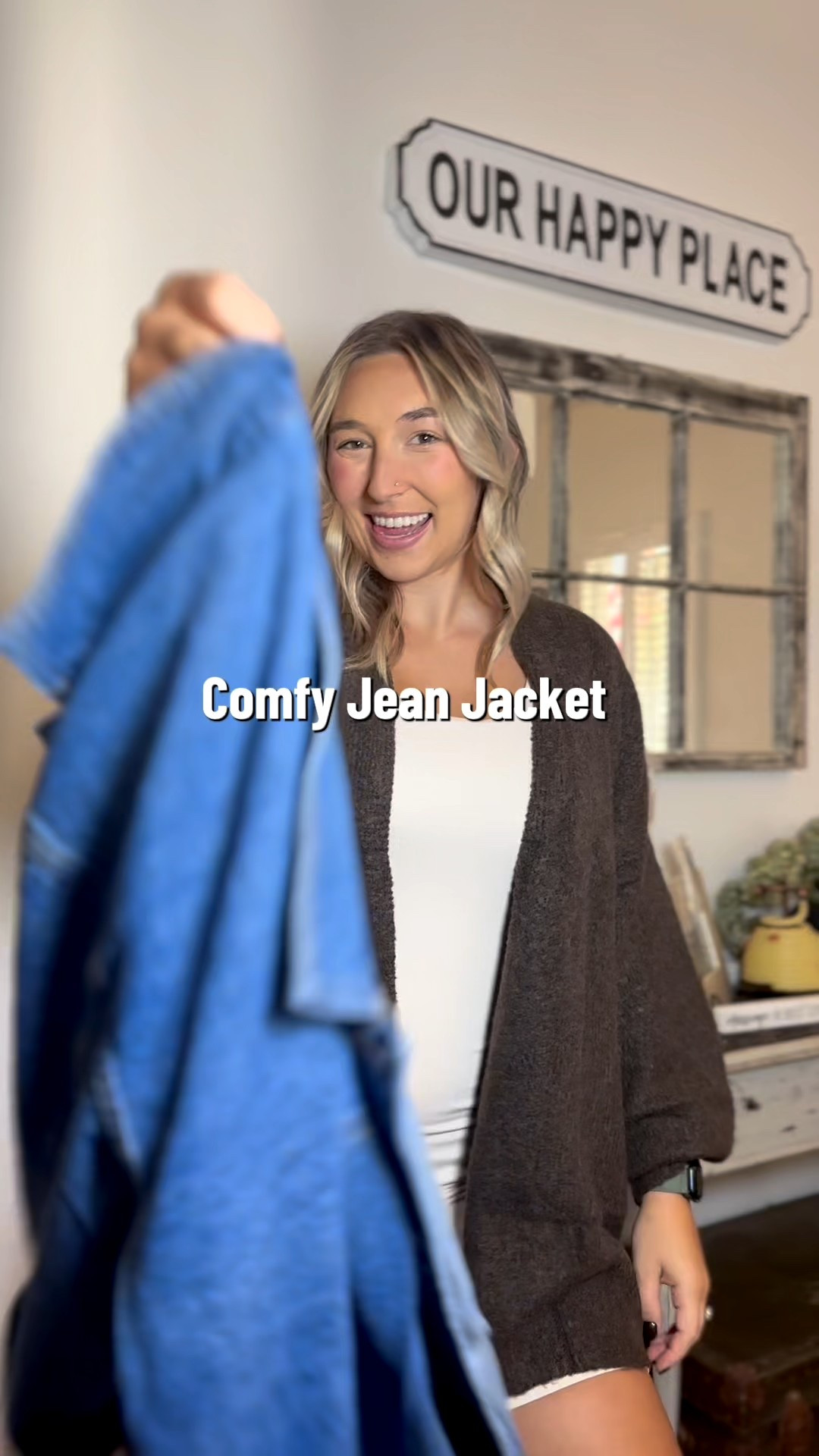 Jean jacket work from home outfit 