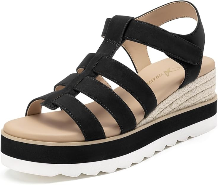 Athlefit Espadrille Low Wedge Sandals for Women Comfortable Casual Open Toe Platform Sandals for ... | Amazon (US)