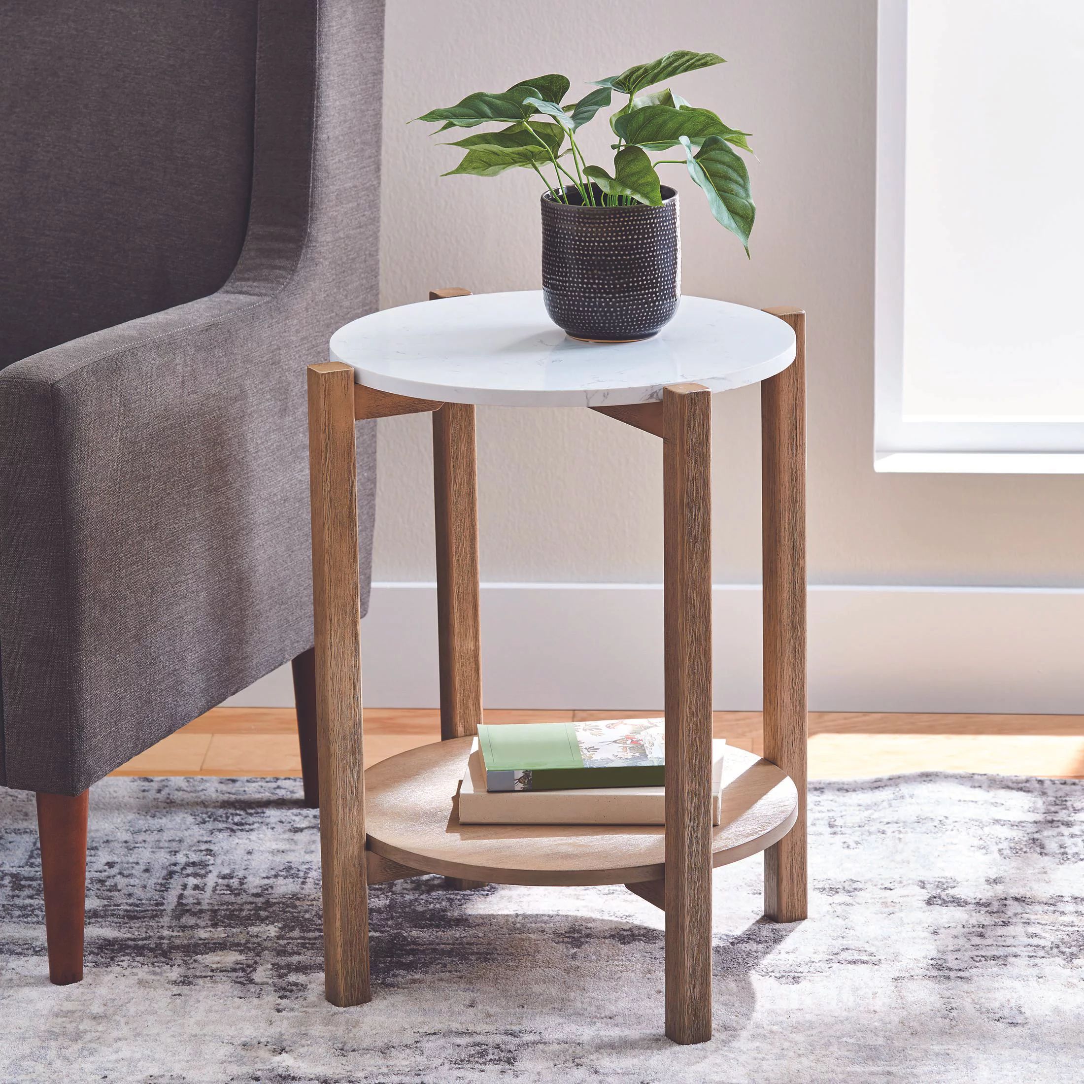 Better Homes & Gardens Round Marble Top Accent Table - Walmart.com | Walmart (US)