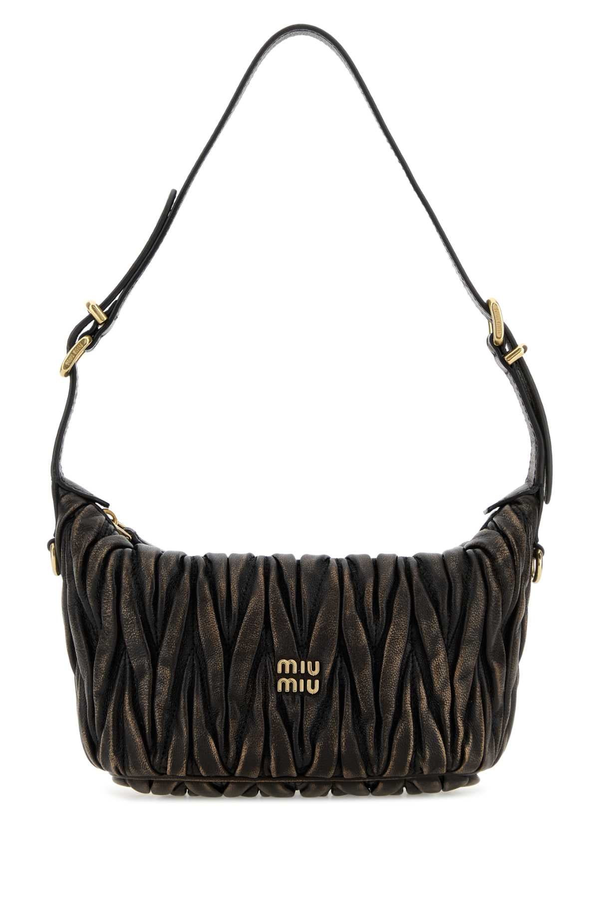 Miu Miu Ruched Leather Shoulder Bag — Brown | Italist Inc.