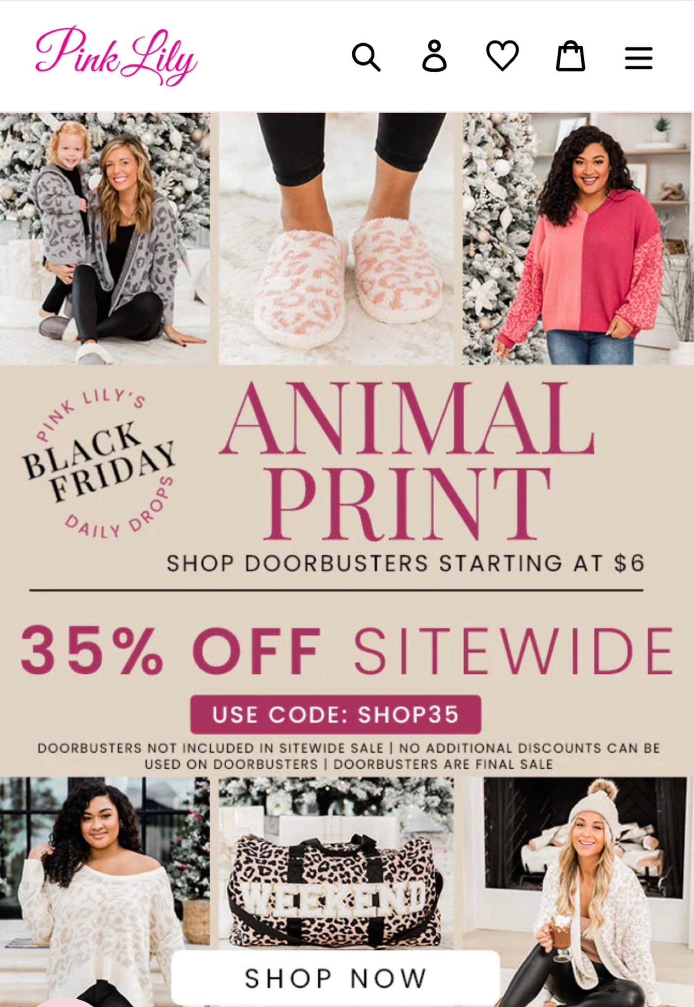 Pink Lily Black Friday Sale 
35% off site wide

#LTKHoliday #LTKGiftGuide #LTKSeasonal