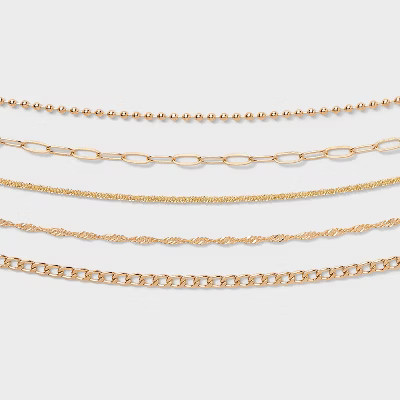 Chain Choker Necklace Set 5pc - Wild Fable™ Gold | Target