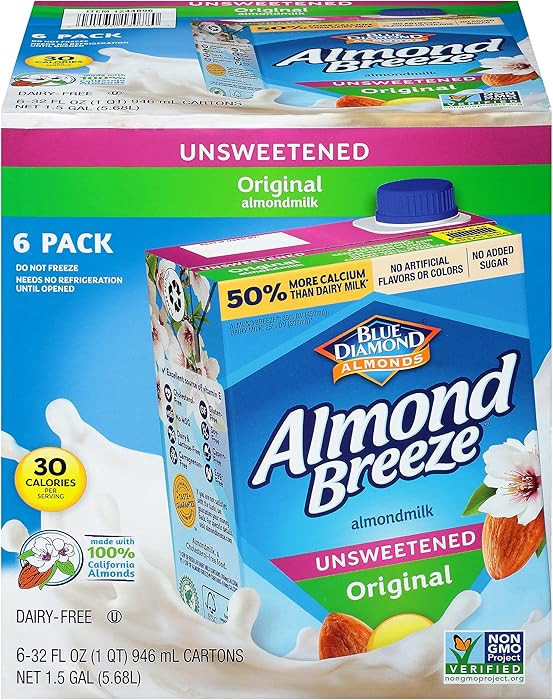 Almond Breeze Dairy Free Almondmilk Unsweetened Original 32 Oz Boxes, 6 Count | Amazon (US)