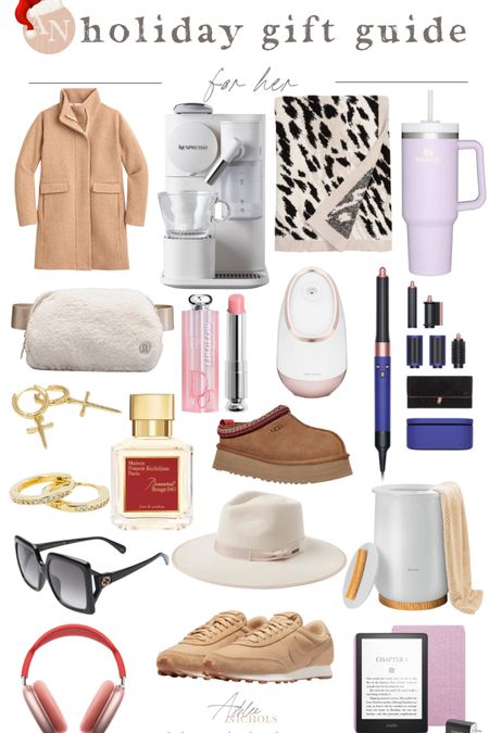 Holiday Gift Guide For Her
Jcrew Coat
Nespresso 
Barefoot Dreams Blanket
Stanley Cup
Lululemon sherpa belt bag
Dior chapstick
Baccarat Rouge Perfume
Towel Warmer 
Nike sneakers
Apple Headphones
Kindle E-Reader
Dyson Airwrap
Ugg Mules
Uncommon James Earrings
Gucci Sunglasses
Facial Steamer 
Brixton Hat

#LTKHoliday #LTKSeasonal