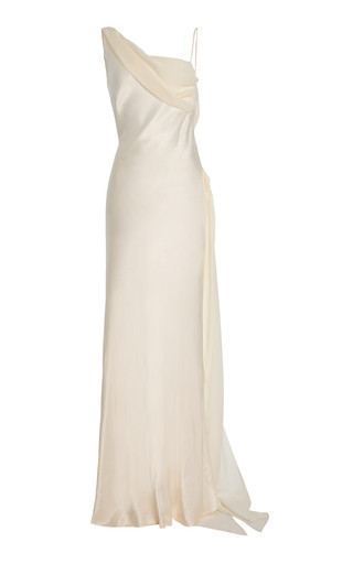 Helena Chiffon-Detailed Satin Gown | Moda Operandi (Global)